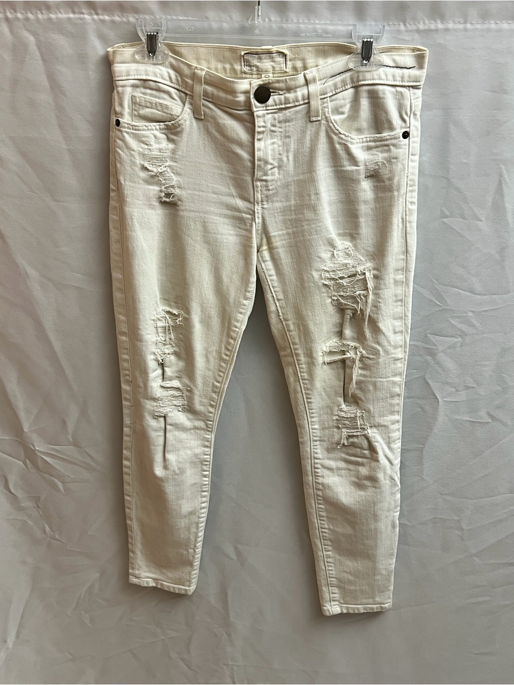 Current/Elliott The Stiletto Dirty White Distressed Skinny Jeans Size 0/25